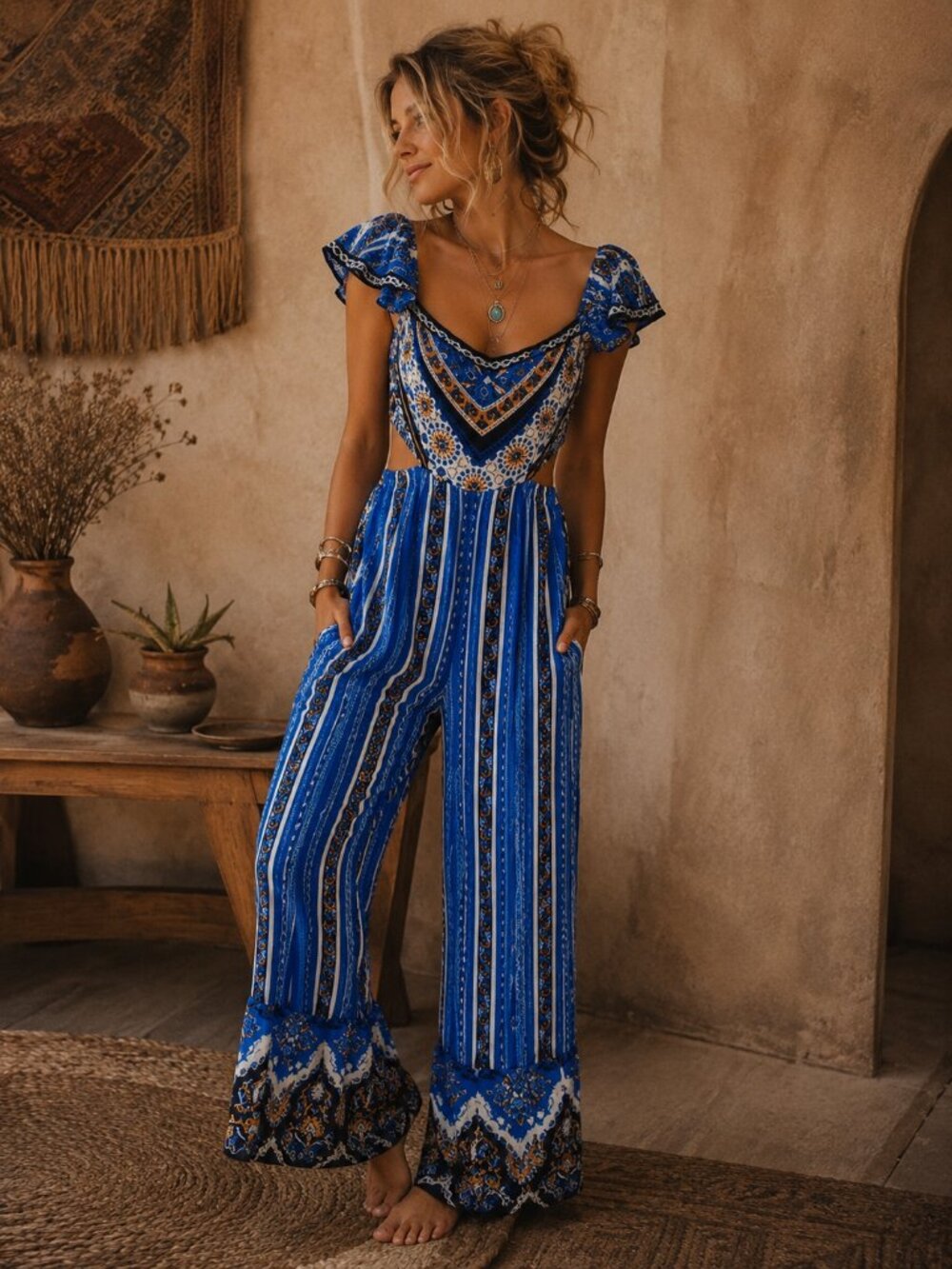 Flying Tomato Bohemian Print Jumpsuit